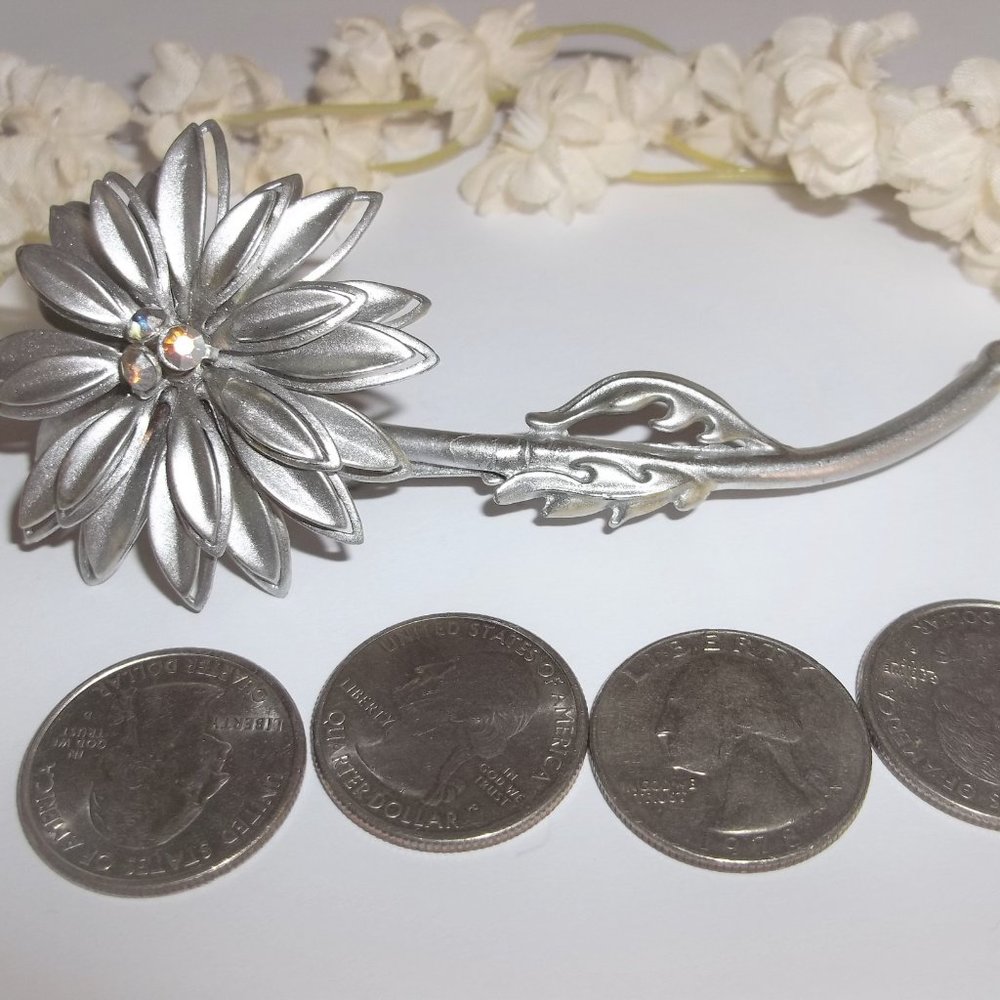 VINTAGE Brooch, Vintage Flower Brooch, Silver Flower Brooch, Brooch, Brooch 7744 - Picture 5 of 10